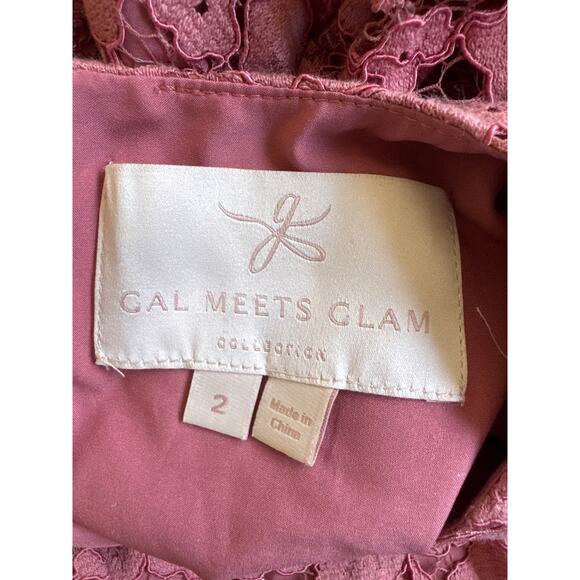 Gal Meets Glam Josephine Floral Lace Dress Size 4 Short Bell Sleeve Bow Scallop - Picture 3 of 12